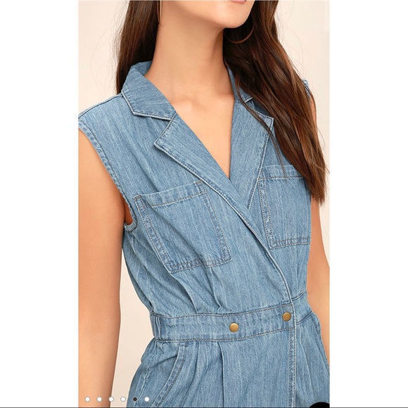 SOLD โ MP|D by MINKPINK Jeans Utility Wrap Midi Dress / Dusty Blue - Picture 2 of 9